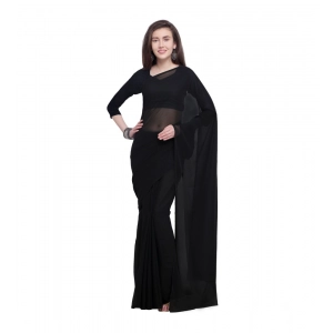 Generic Women's Dyed Saree(Black,5-6 Mtrs)