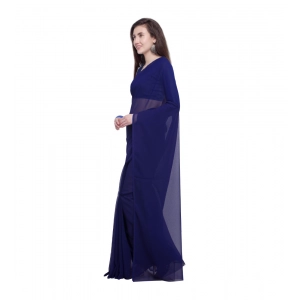 Generic Women's Dyed Saree(Dark Blue,5-6 Mtrs)
