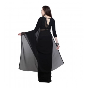 Generic Women's Dyed Saree(Black,5-6 Mtrs)