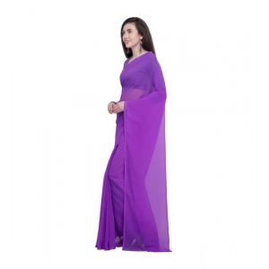 Generic Women's Dyed Saree(Purple,5-6 Mtrs)