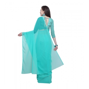 Generic Women's Dyed Saree(Seablue,5-6 Mtrs)