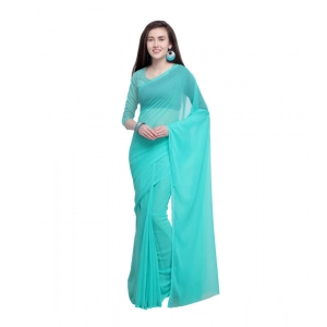 Generic Women's Dyed Saree(Seablue,5-6 Mtrs)