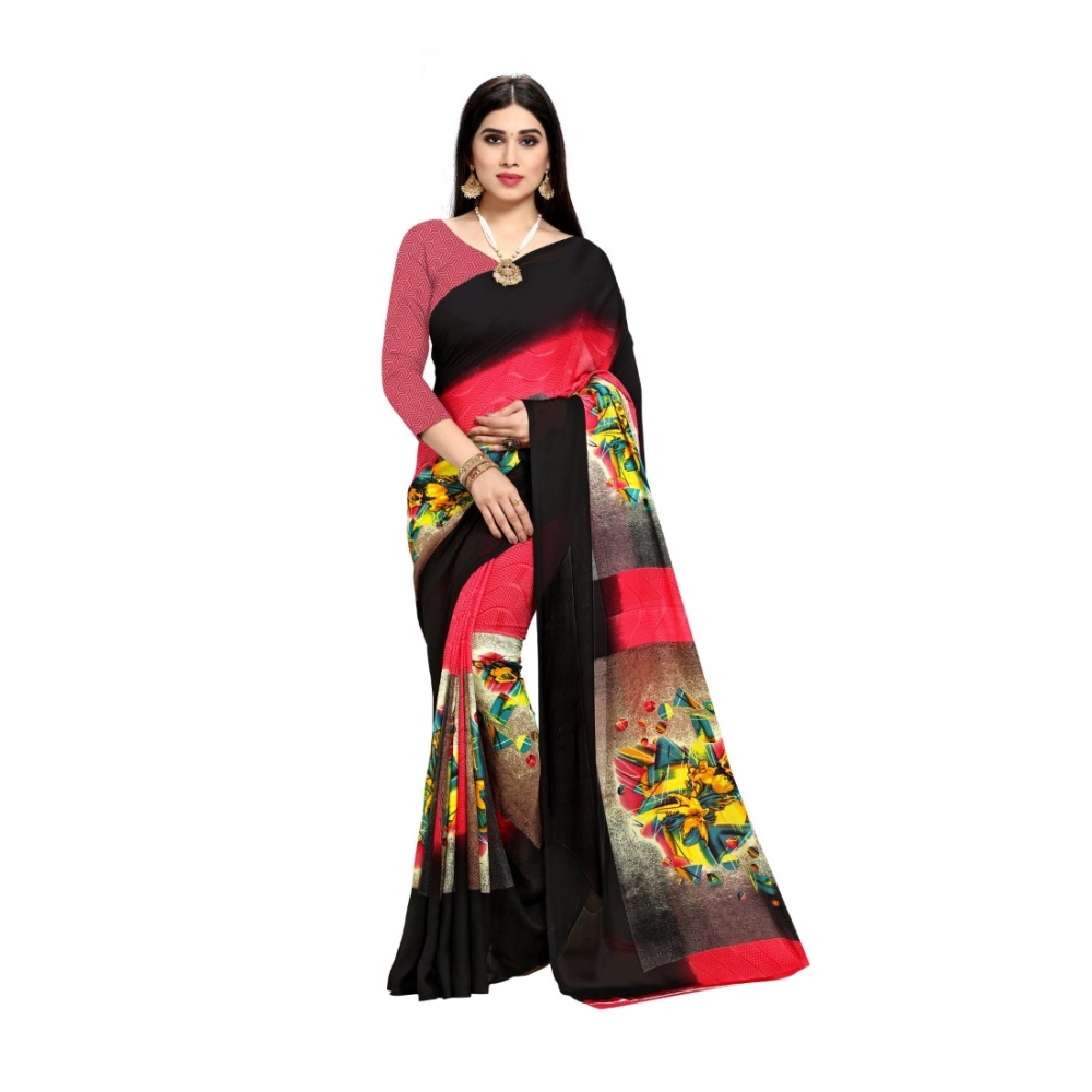 Generic Women's Georgette Saree(Pink,5-6 Mtrs)