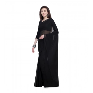 Generic Women's Dyed Saree(Black,5-6 Mtrs)