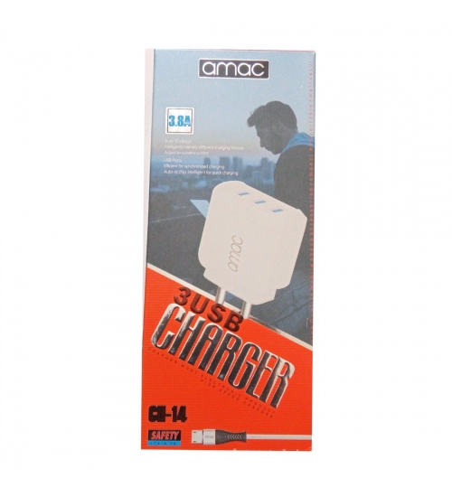 Brand Amac Charger CH-14 3.8 A 3USB-White