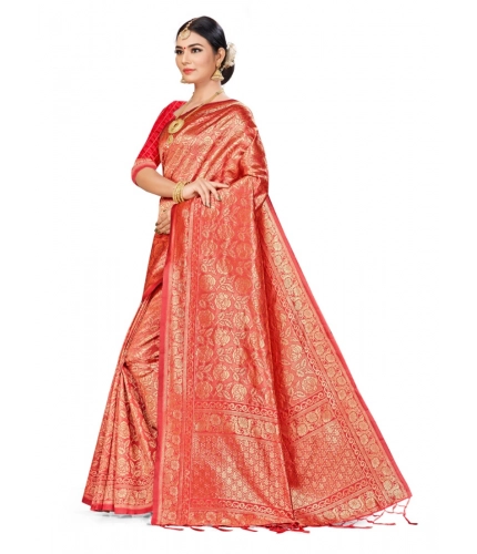 Women's Banarasi Silk Saree (Peach,5-6 Mtrs) Women's Banarasi Silk Saree (Peach,5-6 Mtrs)