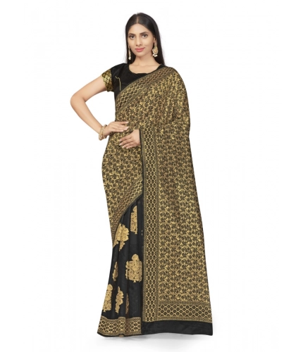 Women's Banarasi Silk Saree (Black,5-6 Mtrs)