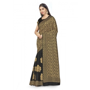 Generic Women's Banarasi Silk Saree (Black,5-6 Mtrs)