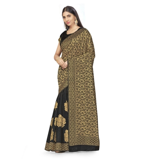 Women's Banarasi Silk Saree (Black,5-6 Mtrs)