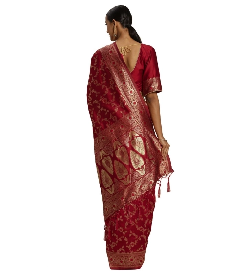 Women's Banarasi Silk Saree (Red,5-6 Mtrs)