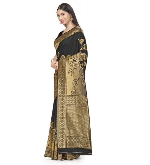 Women's Banarasi Silk Saree (Black,5-6 Mtrs)