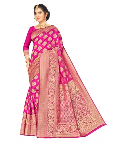 Women's Banarasi Silk Saree (Pink,5-6 Mtrs)