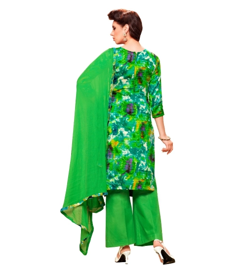 Women's Glaze Cotton Unstitched Salwar Suit-Material With Dupatta (Green & Multi,2.3 Mtrs)