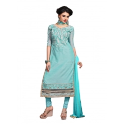 Women's Chanderi Unstitched Salwar Suit-Material With Dupatta (Light Sea Green,2.3 Mtrs)