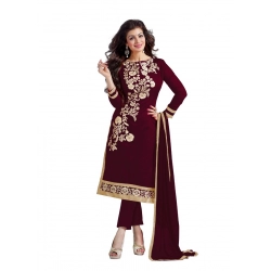 Women's Chanderi Unstitched Salwar Suit-Material With Dupatta (Brown,2 Mtrs)