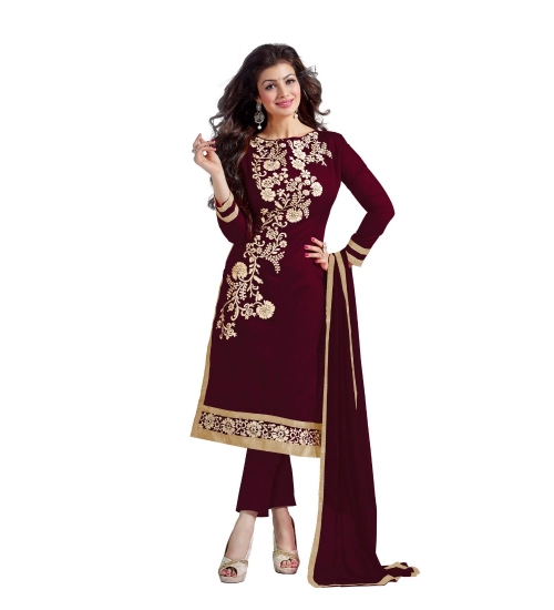 Women's Chanderi Unstitched Salwar Suit-Material With Dupatta (Brown,2 Mtrs)