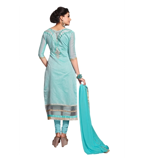 Women's Chanderi Unstitched Salwar Suit-Material With Dupatta (Light Sea Green,2.3 Mtrs)