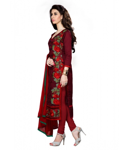 Women's Cotton Unstitched Salwar Suit-Material With Dupatta (Dark Maroon,2.3 Mtrs) Women's Cotton Unstitched Salwar Suit-Material With Dupatta (Dark Maroon,2.3 Mtrs)