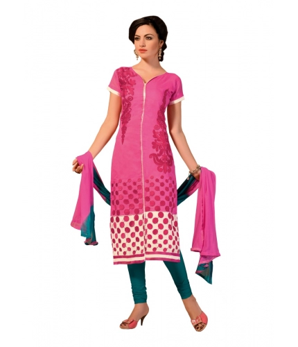 Women's Chanderi Unstitched Salwar Suit-Material With Dupatta (Pink,2.2 Mtrs) Women's Chanderi Unstitched Salwar Suit-Material With Dupatta (Pink,2.2 Mtrs)