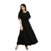 Dropship Women's Crepe Solid Sleeveless Full Length Gown(Black)