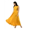 Dropship Women's Crepe Solid Sleeveless Full Length Gown(Yellow)