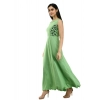 Dropship Women's Crepe Solid Sleeveless Full Length Gown(Green)