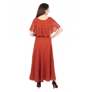 Generic Women's Crepe Solid Sleeveless Full Length Gown(Red)