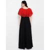 Dropship Women's Crepe Solid Sleeveless Full Length Gown(Red Black)