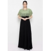 Dropship Women's Crepe Solid Sleeveless Full Length Gown(Green Black)