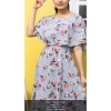 Dropship Women's Crepe Floral Half Sleeves Full Length Gown(Light Grey)