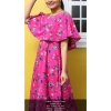 Dropship Women's Crepe Floral Half Sleeves Full Length Gown(Pink)