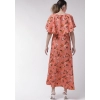 Dropship Women's Crepe Floral Half Sleeves Full Length Gown(Orange)