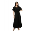 Dropship Women's Crepe Solid Sleeveless Full Length Gown(Black)