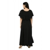 Dropship Women's Crepe Solid Sleeveless Full Length Gown(Black)