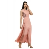 Dropship Women's Crepe Solid Sleeveless Full Length Gown(Light Peach)