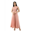 Dropship Women's Crepe Solid Sleeveless Full Length Gown(Light Peach)
