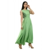 Dropship Women's Crepe Solid Sleeveless Full Length Gown(Green)