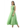 Dropship Women's Crepe Solid Sleeveless Full Length Gown(Green)