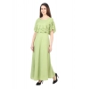 Dropship Women's Crepe Solid Sleeveless Full Length Gown(Light Green)