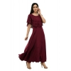 Dropship Women's Crepe Solid Sleeveless Full Length Gown(Wine)
