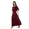 Dropship Women's Crepe Solid Sleeveless Full Length Gown(Wine)