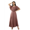 Dropship Women's Crepe Solid Sleeveless Full Length Gown(Brown)