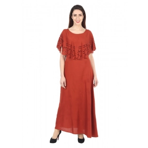 Generic Women's Crepe Solid Sleeveless Full Length Gown(Red)
