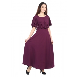 Generic Women's Crepe Solid Sleeveless Full Length Gown(Maroon)