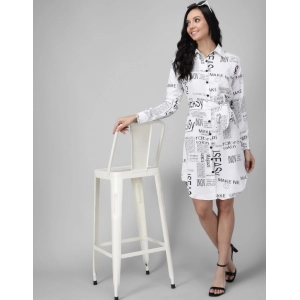 Generic Women's Crepe Paper Print Full Sleeve Short Tops(White)