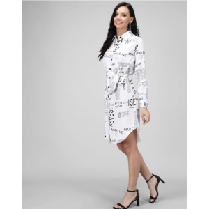 Generic Women's Crepe Paper Print Full Sleeve Short Tops(White)