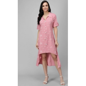 Generic Women's Rayon Printed Half Sleeve Short Tops(Pink)