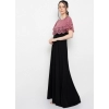 Dropship Women's Crepe Solid Sleeveless Full Length Gown(Peach Black)