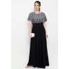 Dropship Women's Crepe Solid Sleeveless Full Length Gown(Grey Black)