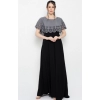 Dropship Women's Crepe Solid Sleeveless Full Length Gown(Grey Black)